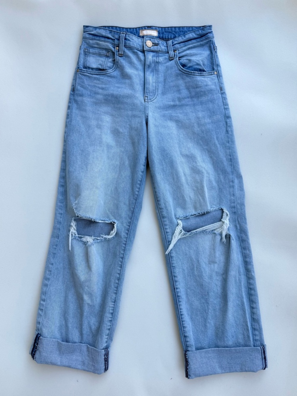 Kut From The Kloth Gwen High Rise Wide Leg Jeans Distressed Knees Size 30